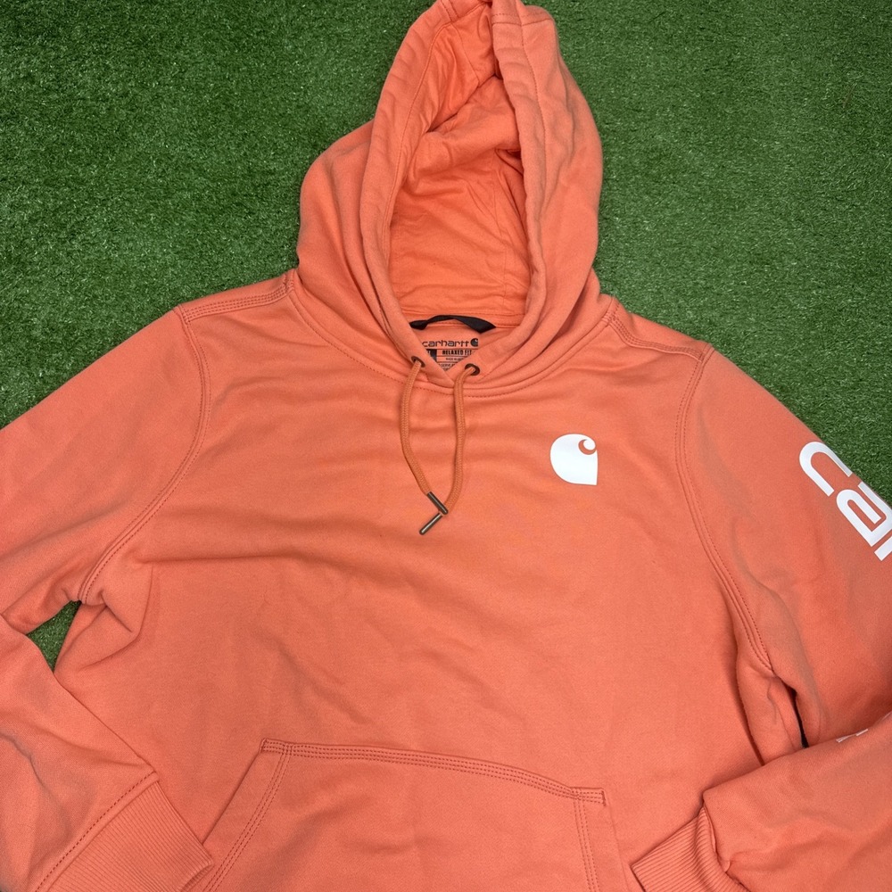Carhartt Women's Relaxed Fit Midweight Hoodie - Size XL(16-18) Salmon / Orange - Picture 2 of 9